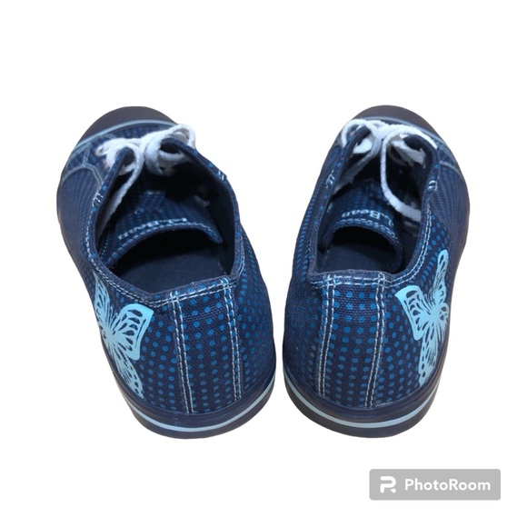 L.L. Bean Polka Dot Butterfly Canvas Sneakers Navy Size 4 - Picture 3 of 7